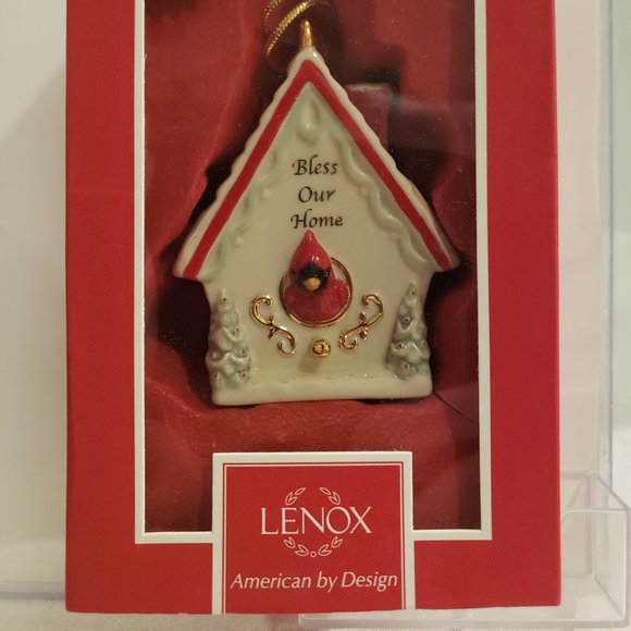 CHRISTMAS ORNAMENT by LENOX - "BLESS OUR HOME BIRDHOUSE" - AMERICAN BY DESIGN - Picture 2 of 16